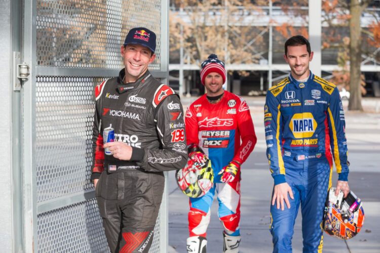Video: Pastrana, Rossi, and Duffy tear up the Indy Speedway
