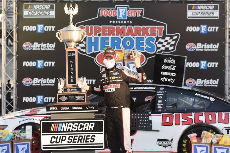 Keselowski wins Bristol as Elliott and Logano wreck