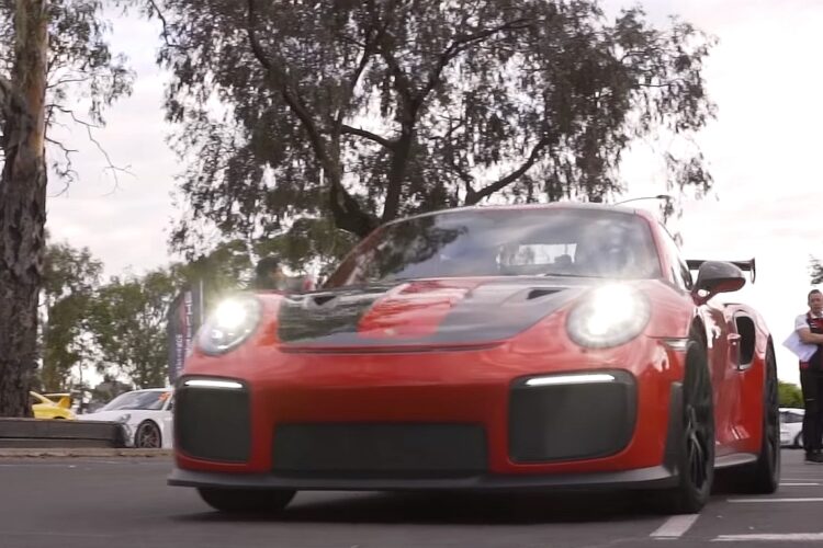 Mark Webber and the Porsche 911 GT2 RS at the 2018 Australian Grand Prix