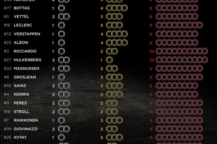 F1 teams select tires for USGP