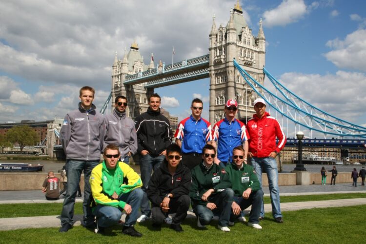 A1GP drivers tour London landmarks