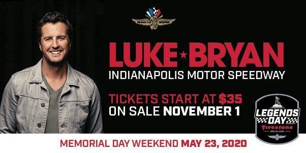Luke Bryan To Headline Firestone Legends Day Concert May 23 at IMS