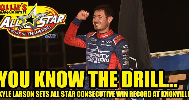 Larson wins record seventh consecutive Tony Stewart sprint car race