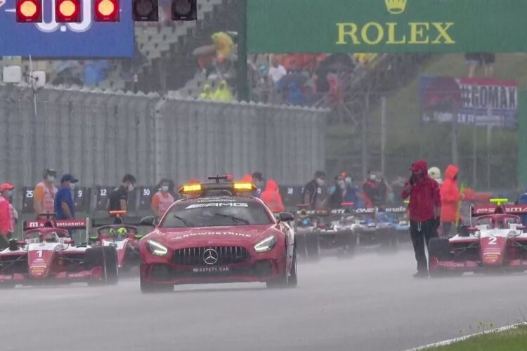 F3: Hauger beats Leclerc to win wet race