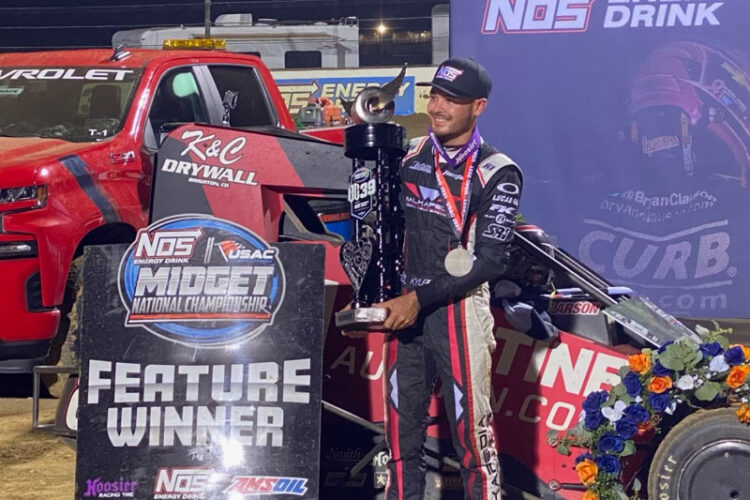 Larson Endures Late Bump To Win BC39, Complete IMS Dirt Sweep