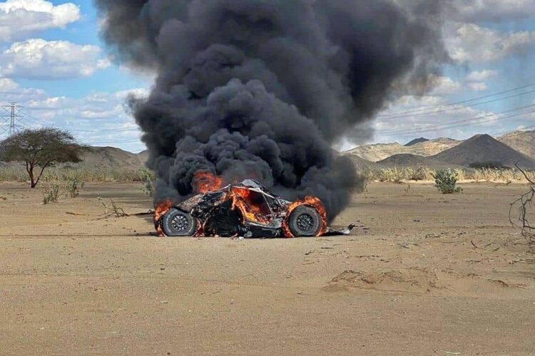Dakar: Rebellion down to one entry, after bosses car burns to a crisp