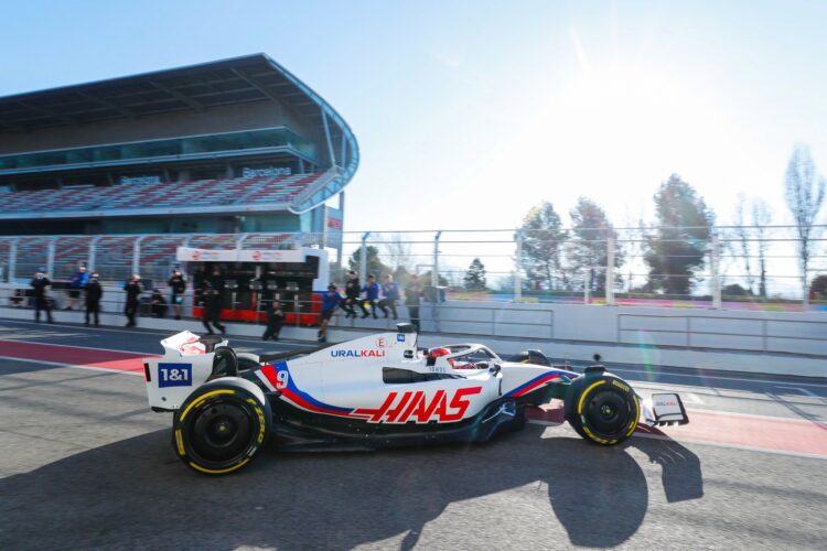 F1: 2022 Haas hits track for shakedown run