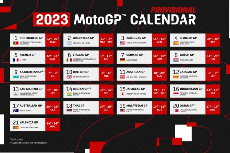 MotoGP announces provisional 2023 calendar