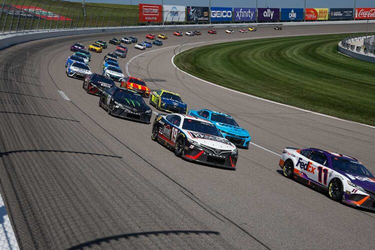 NASCAR: Hamlin wrecks Larson to win in Kansas