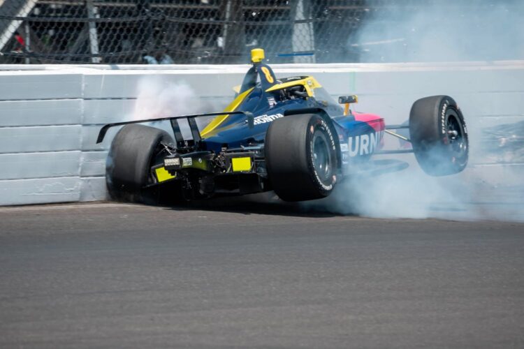 IndyCar News: Kyffin Simpson wads up his Ganassi Honda at Indy