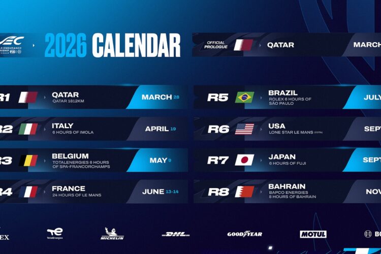 WEC News: 2026 FIA WEC calendar revealed