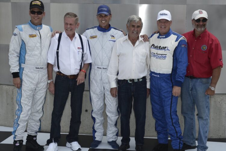 Five members of Unser family drive together for first time at Brickyard