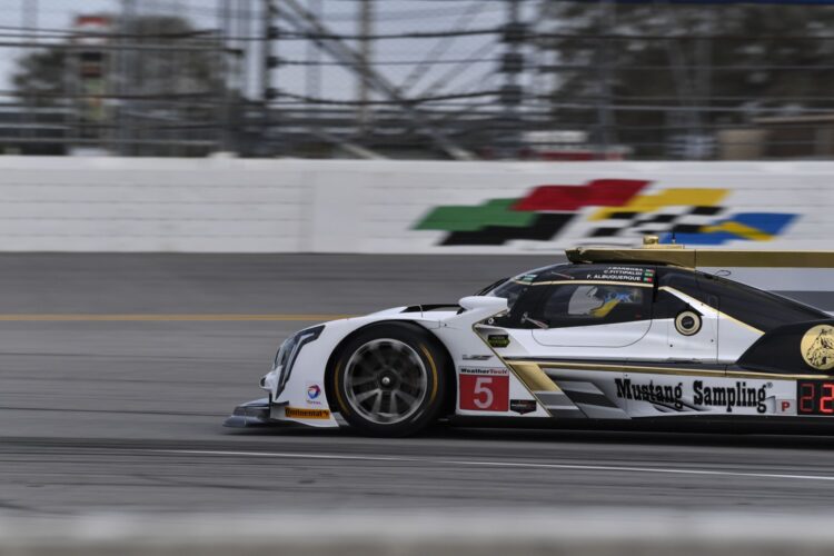 Rolex Hour 7: #5 Cadillac out front in wet