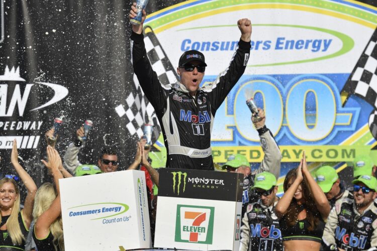 Harvick saves fuel to win in Michigan