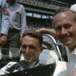 Dan Gurney and Colin Chapman at Indy in 1964
