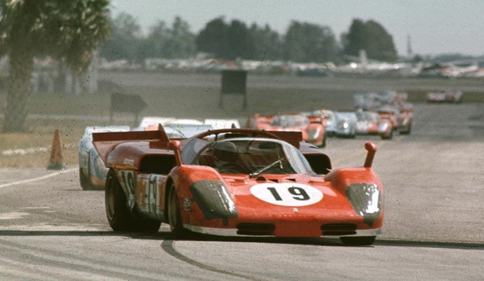 Sebring, Florida, USA. 21st March 1970. Mario Andretti/Arturo Merzario Ferrari 512S.  Mario Andretti in lead and pulling away