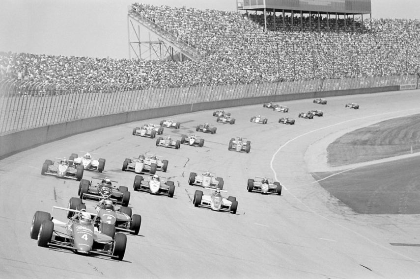 1985 CART Michigan 500. Before Tony George destroyed the sport, IndyCars would draw a decent crowd at Michigan