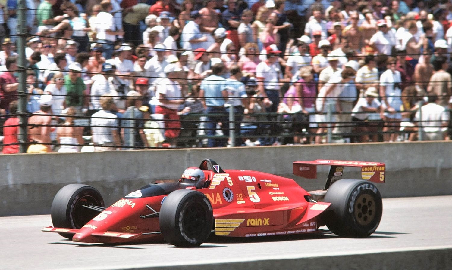 Mario Andretti completely dominated the 1987 race, but a broken valve spring with 13 laps to go gifted the win to Al Unser Sr.
