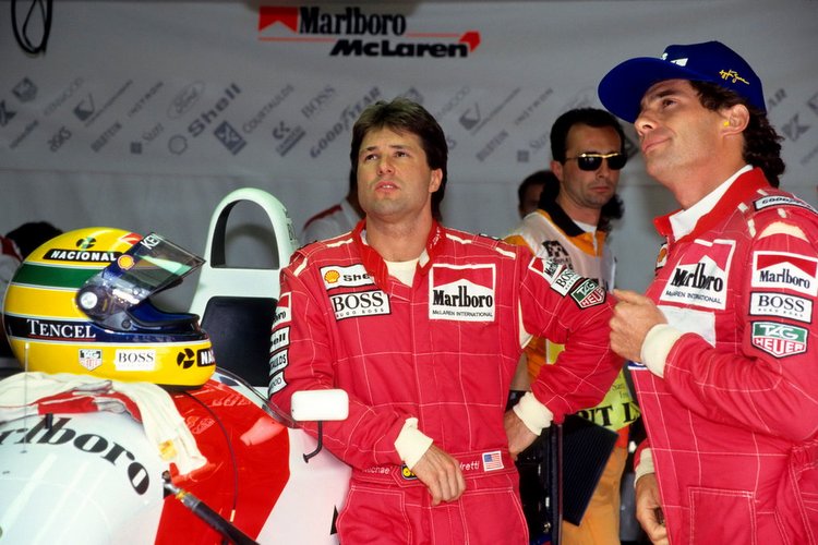 Michael Andretti and his McLaren F1 teammate Aryton Senna in 1993
