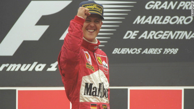 Michael Schumacher winning the last F1 race in Argentina in 1998