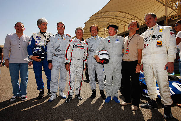 Still living in 2010, former F1 champions - Jacques Villeneuve, Damon Hill, Nigel Mansell, Mario Andretti, Emerson Fittipaldi, Jackie Stewart, Alain Prost and Jody Scheckter. Photo by Mark Thompson.