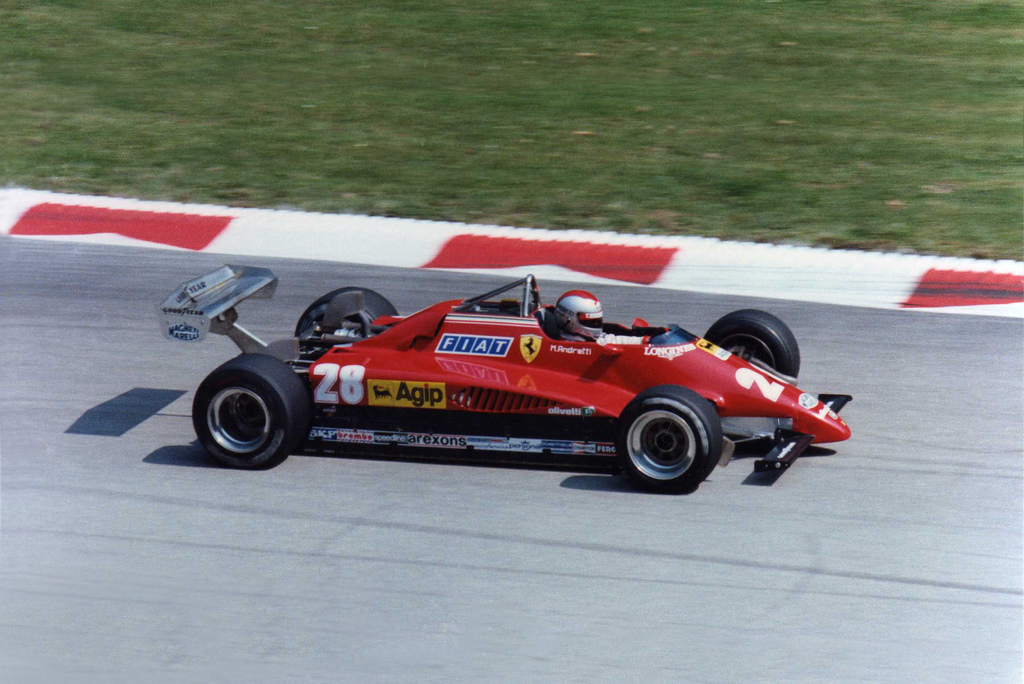 Mario Andretti puts the Ferrari on pole for the 1982 Italian GP at Monza