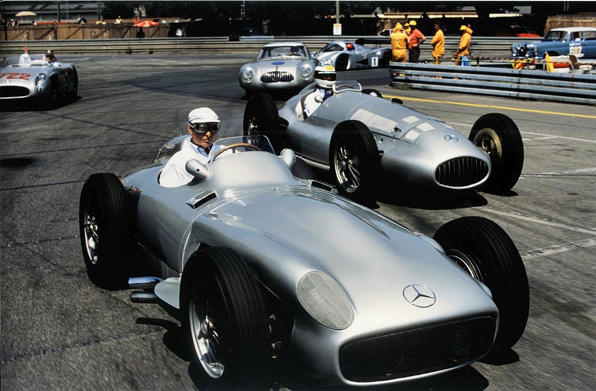 Juan Manuel Fangio in front for Mercedes