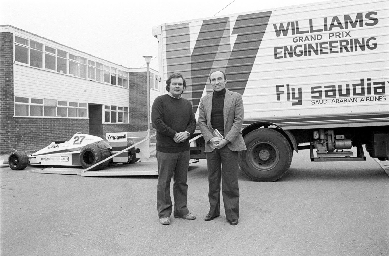 Frank Williams and Patrick Head in 1977. Image supplied by Willaims F1 team from their archives