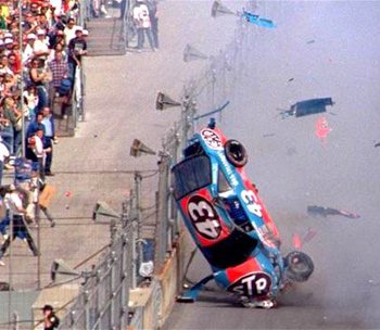 Richard Petty flies in 1988 - Race cars going 200 mph will fly, always have, always will