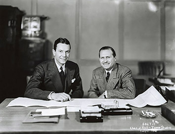 Anton Hulman Jr., left, bought the Indianapolis Motor Speedway in 1945 and named racecar driver Wilbur Shaw, right, track president. (Photos courtesy of Indianapolis Motor Speedway)