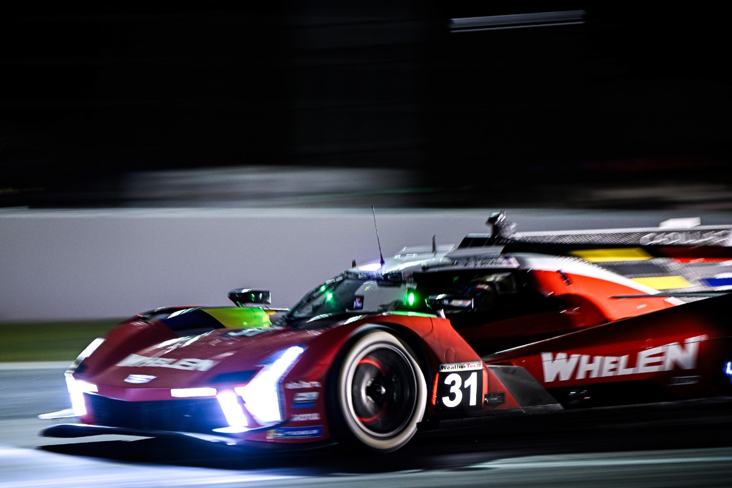 #31: Cadillac Whelen, Cadillac V-Series.R, GTP: Jack Aitken, Earl Bamber, Frederik Vesti, Rotor Glow. LAT Image for IMSA