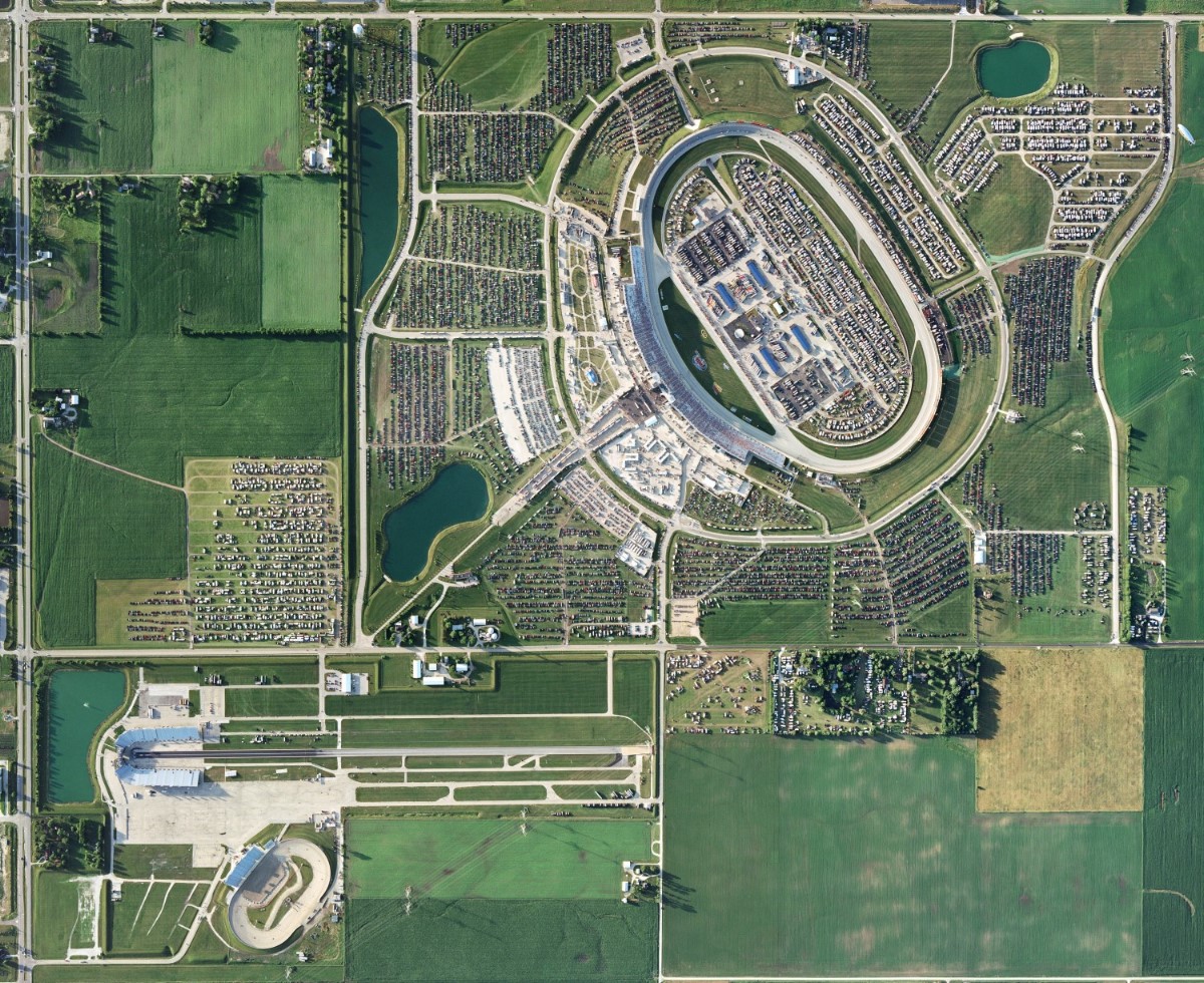 Chicagoland Speedway with Rt 66 Raceway at bottom