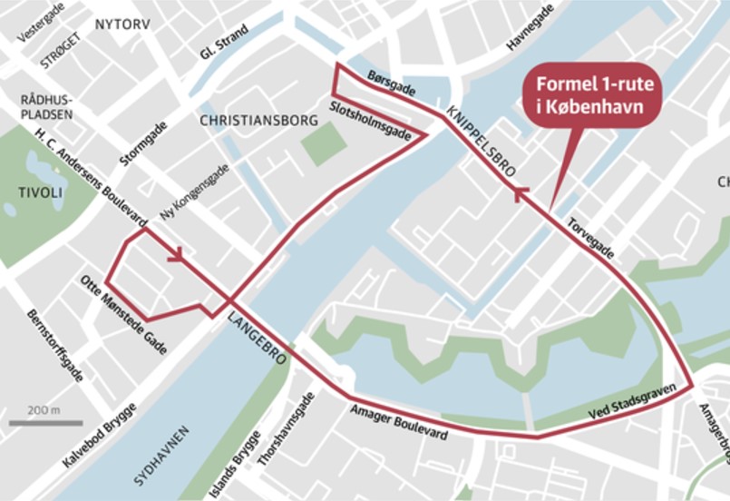 The 4.5 km long track in Copenhagen was laid out with the help of Jan Magnussen and approved by Formula 1 owners.