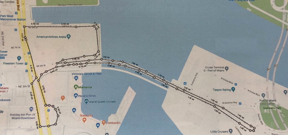 The cars would run counterclockwise on the first proposed Miami layout