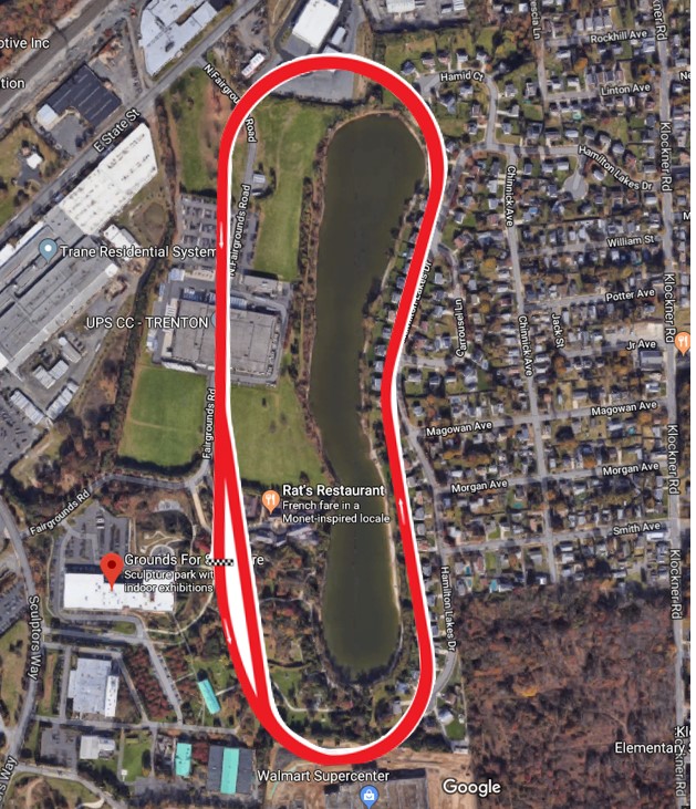 Trenton Speedway overlaid on Grounds for Sculpture today